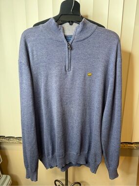 Jack Nicklaus Men’s blue 1/4 zip long sleeve pullover sweater gold bear logo XL